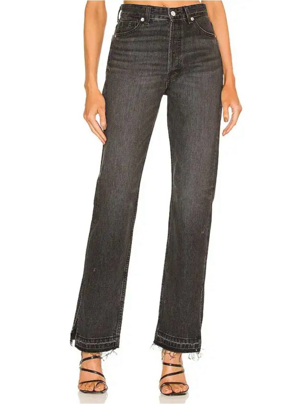 EB Denim Women's Straight-Leg Jeans in Washed Black